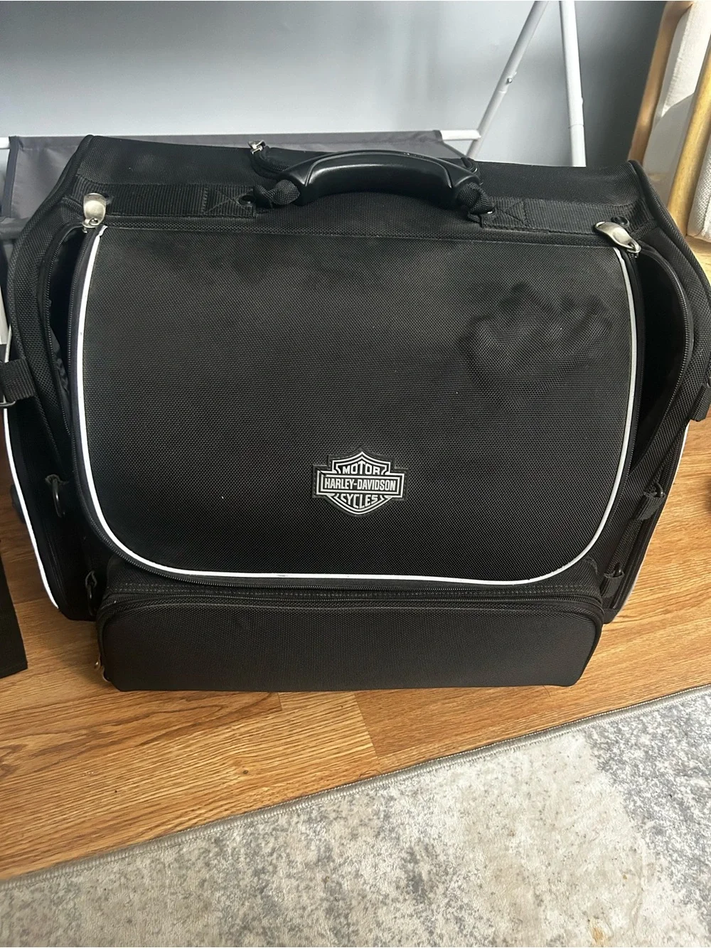 Harley-Davidson Black Duffel Bag with White Trim